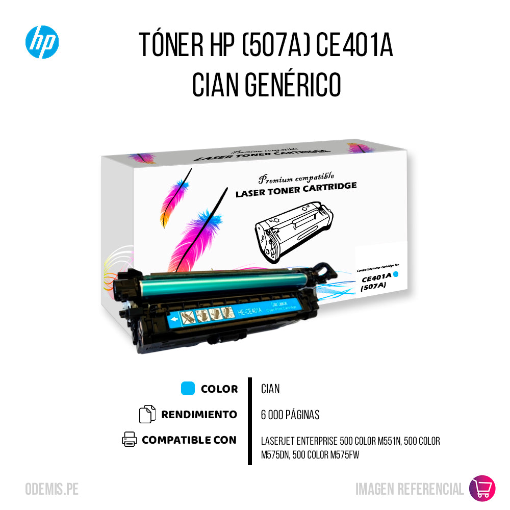 Toner HP 507A Cyan CE401A 6K Pág. M551N Compatible