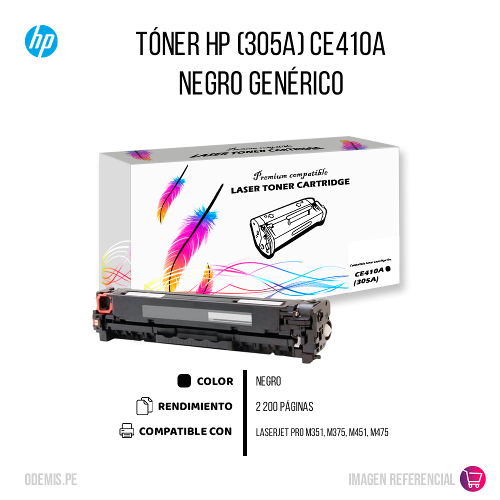 Toner HP 305A Black CE410A 2.2K Pág. M351A Compatible