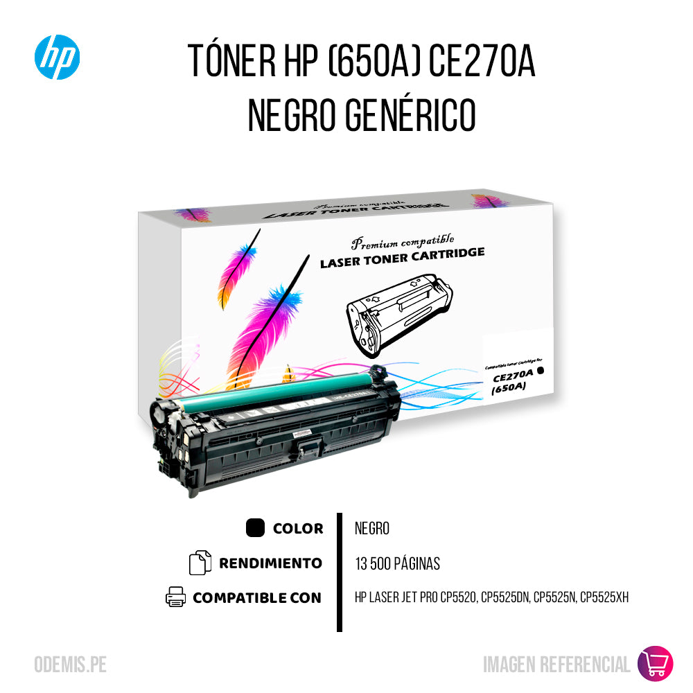 Toner HP 650A Black CE270A 13,500 Pág. M750n Compatible