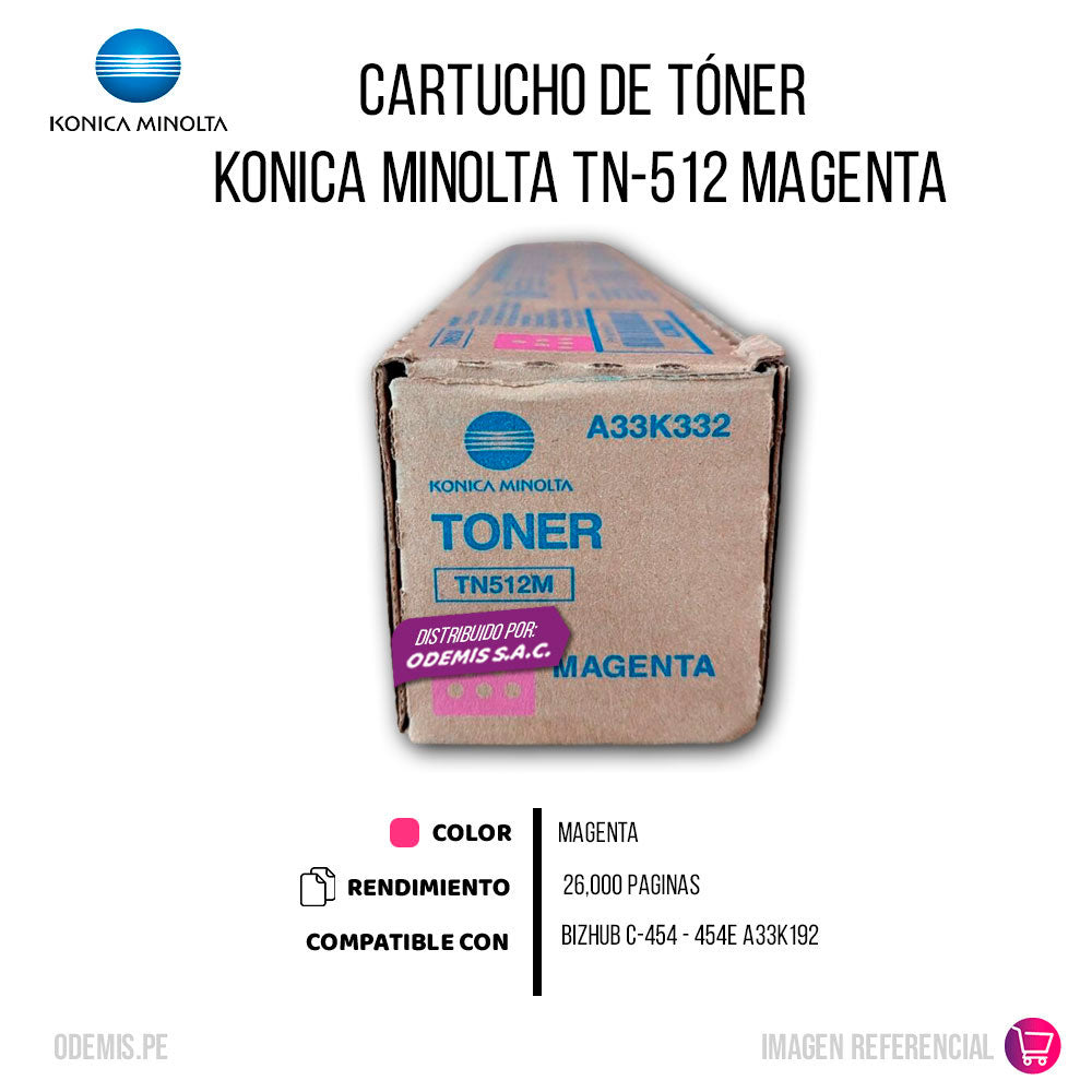 Toner Konica Minolta TN-512M Magenta 26K Pág. C258 Original