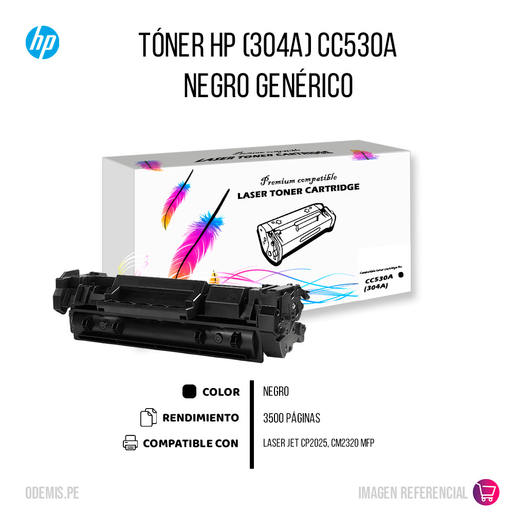 Toner HP 304A Black CC530A 3,500 Pág. CP2025 Compatible