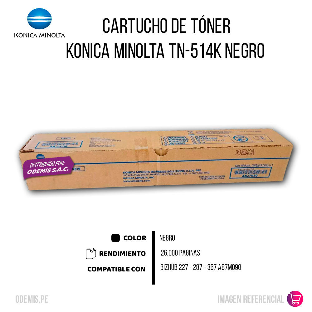 Toner Konica Minolta TN-516 Black 26K Pág. 458e Original