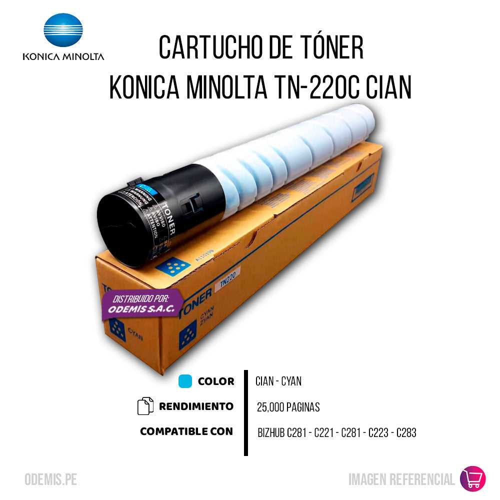 Toner Konica Minolta TN-220C Cyan 26K Pág. C221 Original