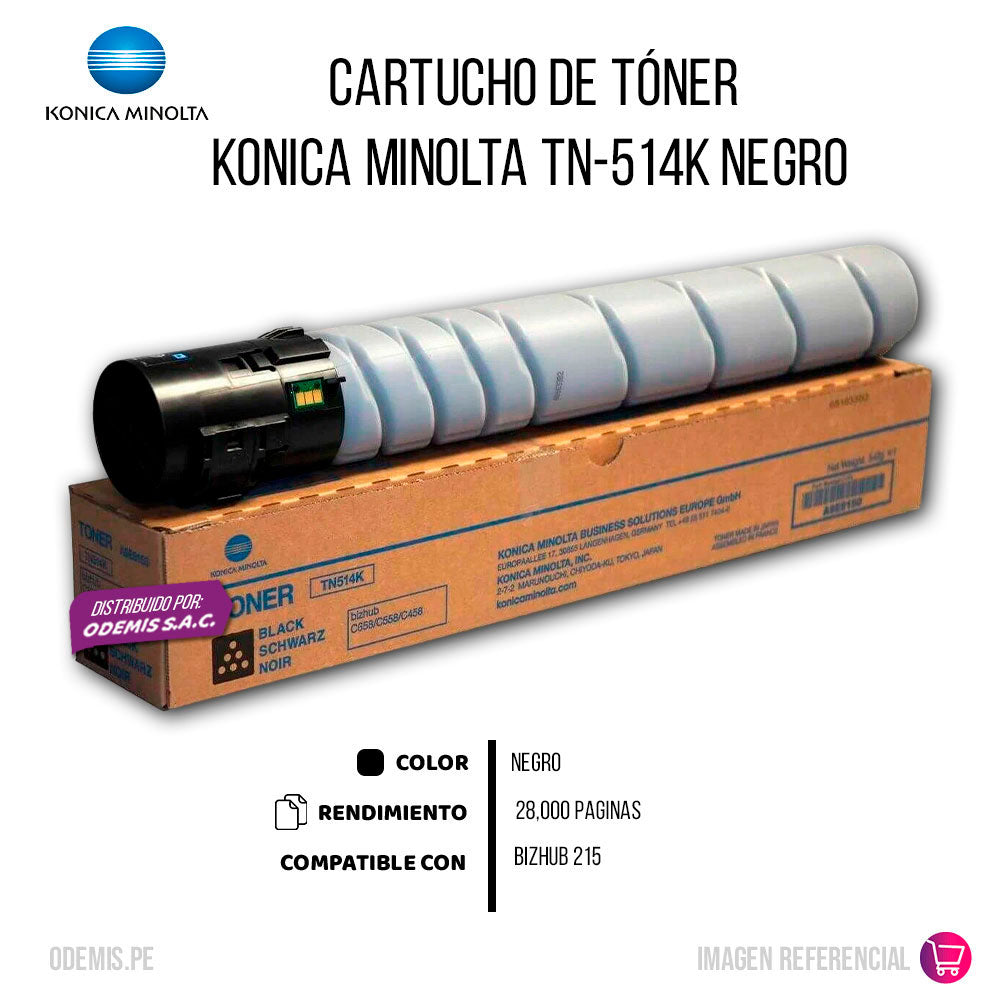Toner Konica Minolta TN-514K Negro 28K Pág. BH C458 Original