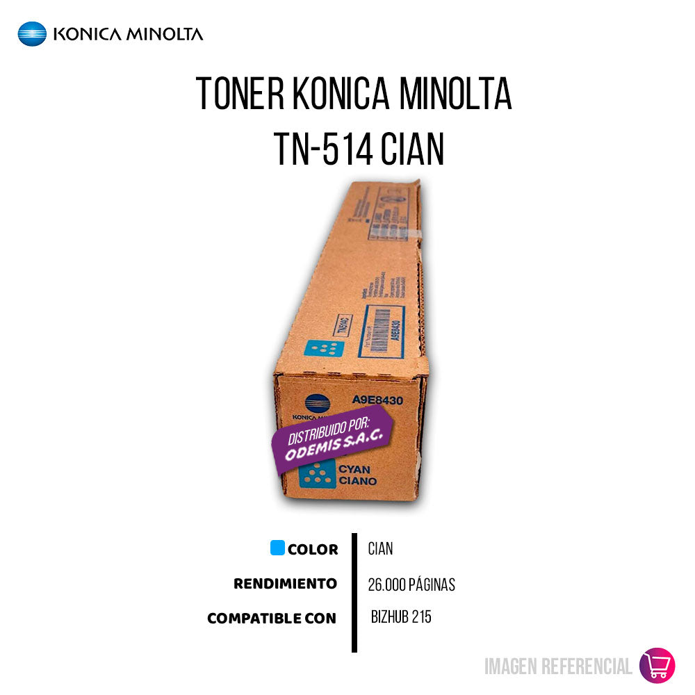Toner Konica Minolta TN-514C Cyan 26K Pág. C458 Original