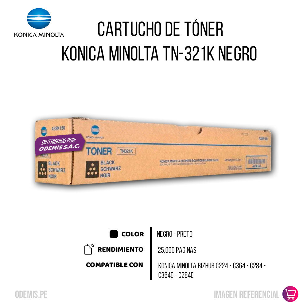 Toner Konica Minolta TN-321K Black 27K Pág. 221 Original
