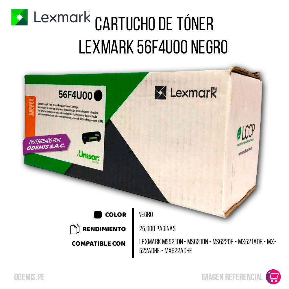 Toner Lexmark 56F4U00 Negro 25K Pág. MX521de Original