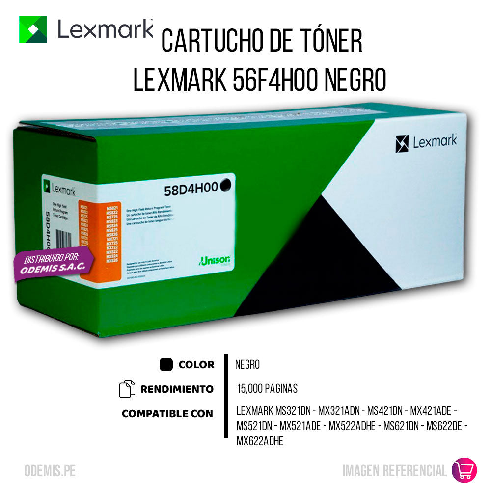 Toner Lexmark 56F4H00 Negro 15K Pág. MX321, MX521 Original