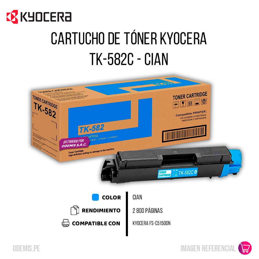 Toner Kyocera TK-582C Cian 2.8K Pág. FS-C5150DN Original