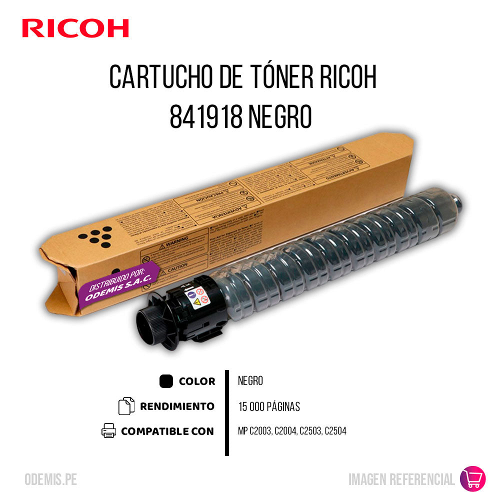 Toner Ricoh 841918 Negro 15K Pág. MP C2504, C2503 Original