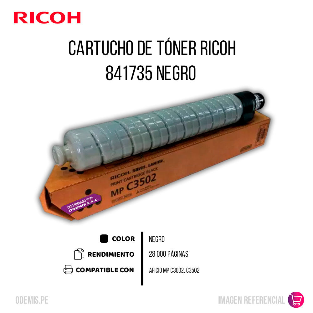 Toner Ricoh 841735 Negro 28K Pág. MP C3002 C3502 Original