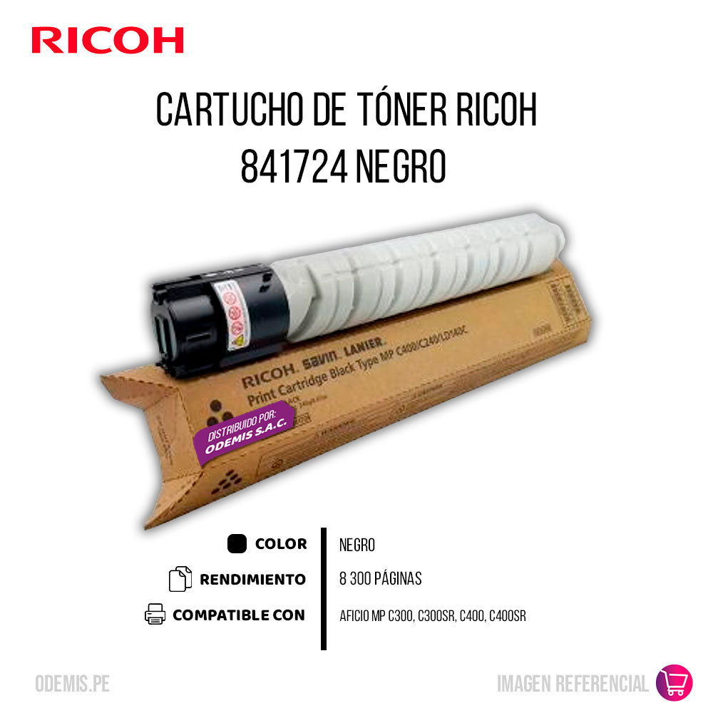 Toner Ricoh 841724 Negro 8.3K Pág. MP C300, C401 Original