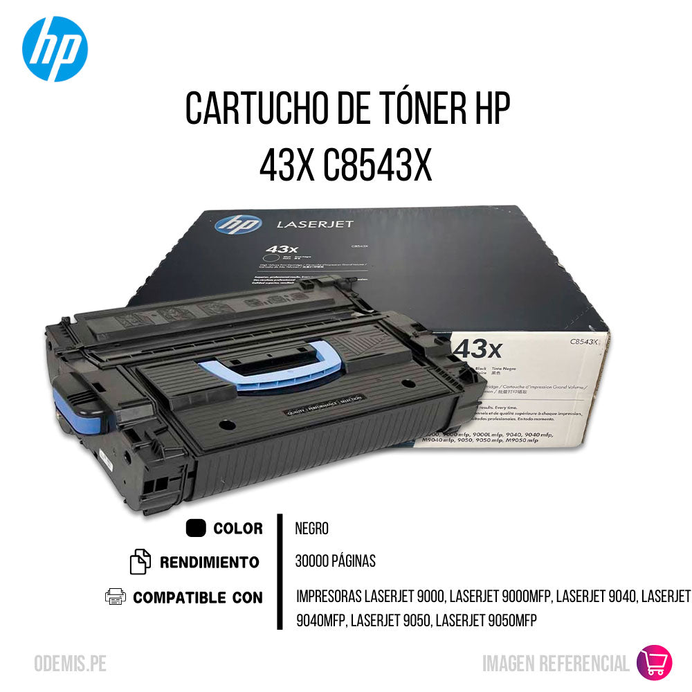 Toner HP 43X Negro C8543X 30K Pág. 9000, 9040, 9050 Original