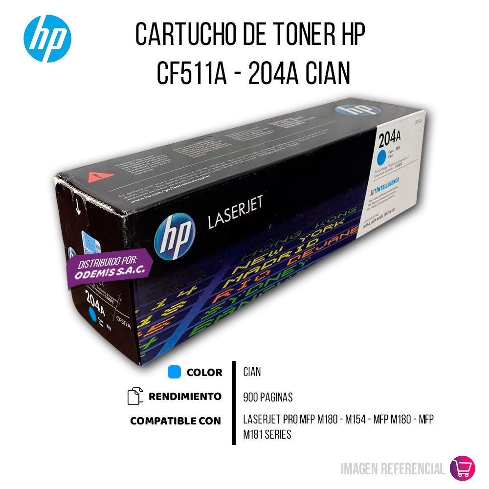Toner Hp 204A Cyan CF511A 900 Pág. LaserJet M154 Original