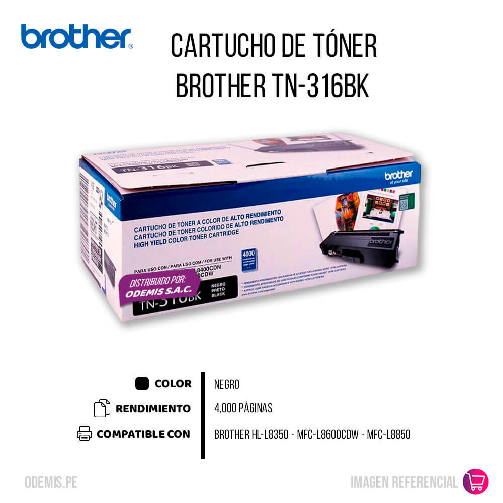 Toner Brother TN-316BK Negro 4K Pág. Hl L8350 Original