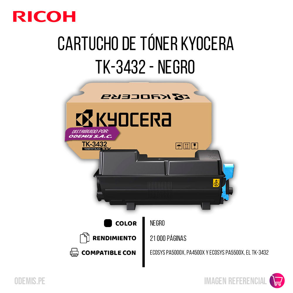 Toner Kyocera TK-3432 Negro 21K Pág. PA5000x, PA4500x Original
