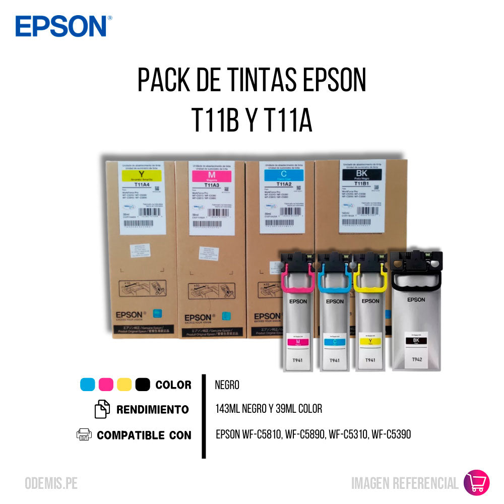 Pack Tinta Epson T11B Negro y T11A Color 143ml y 39ml C5810 Original