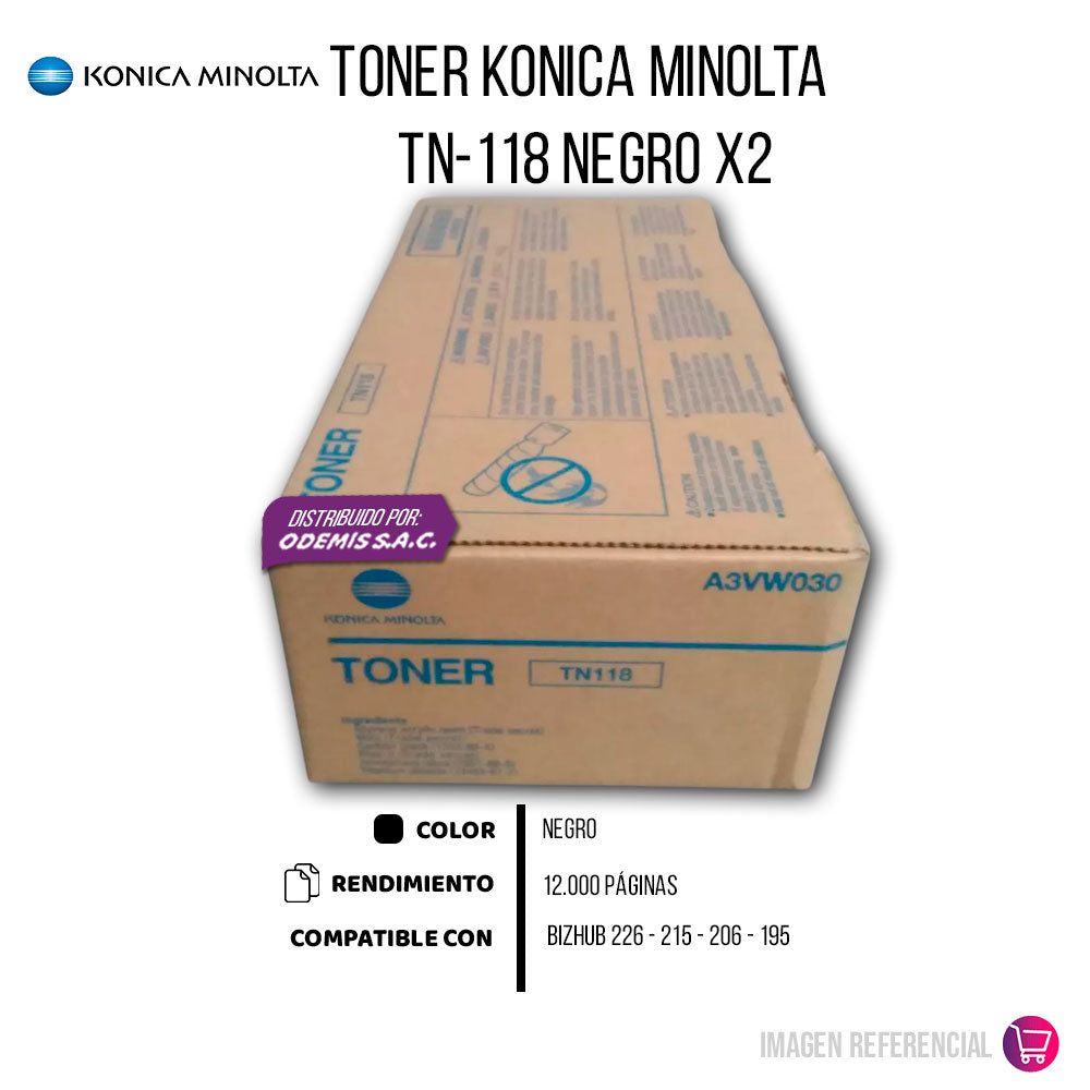 Toner Konica Minolta TN-118 Negro 12K pag 226 Original
