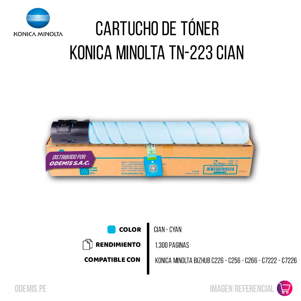 Toner Konica Minolta TN-223C Cian 1.3K Pag C226 Original