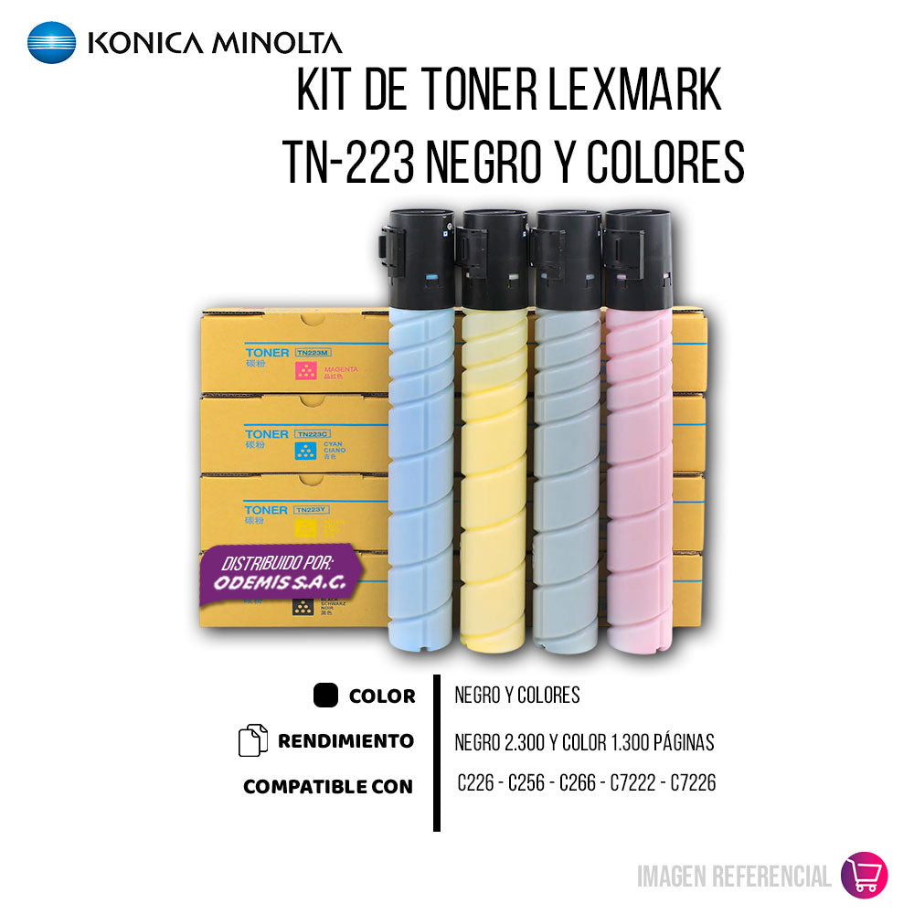 Kit de Toner Konica Minolta TN-223 Negro y colores Pag C226 Original