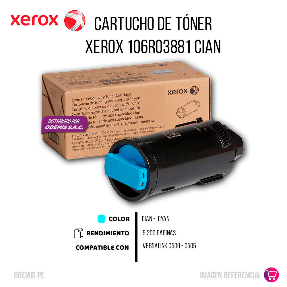Toner Xerox 106R03881 Cian 5.2K Pag VersaLink C500 Original