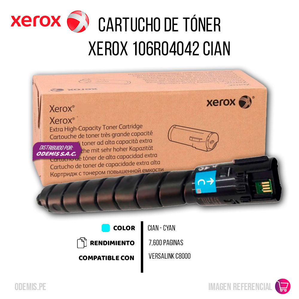 Toner Xerox 106R04042 Cyan 7.600 Pág. C8000 Original