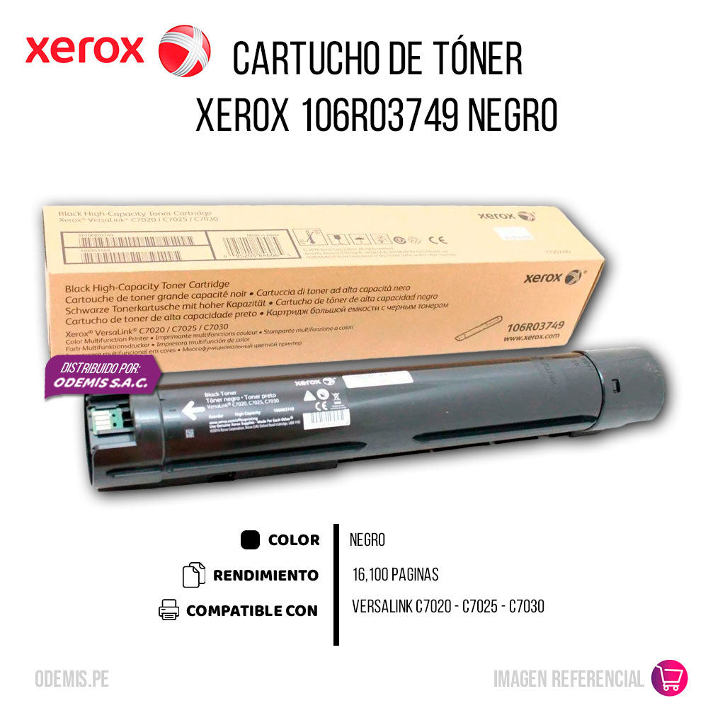 Toner Xerox 106R03749 Negro 16100 Pág. C7030 Original
