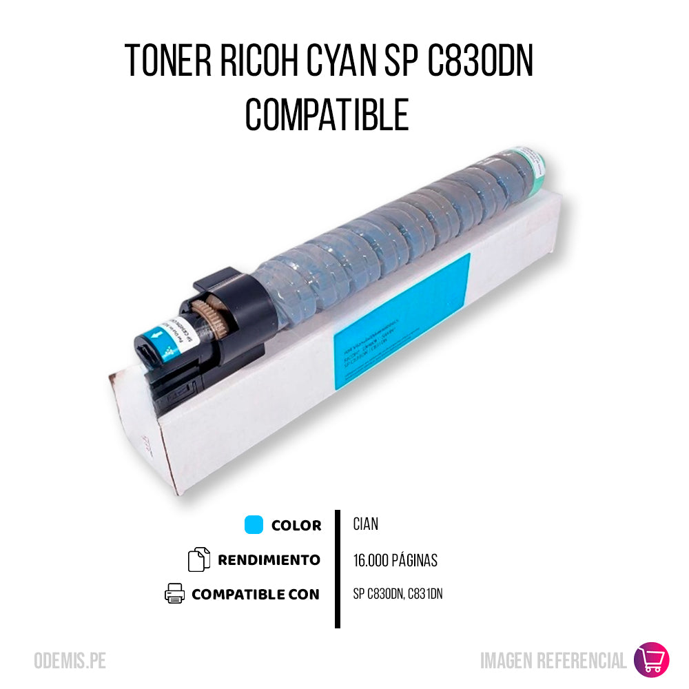 Toner Ricoh 821184 Cian 16K Pág. C830DN. C831DN Compatible