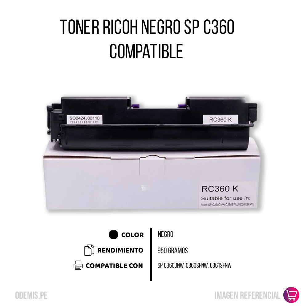 Toner Ricoh 408176 Negro 7K Pág. SP-C360 Compatible