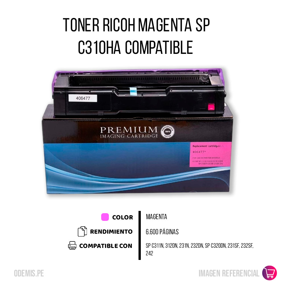 Toner Ricoh 406477 Magenta 6K Pág. C310HA Compatible
