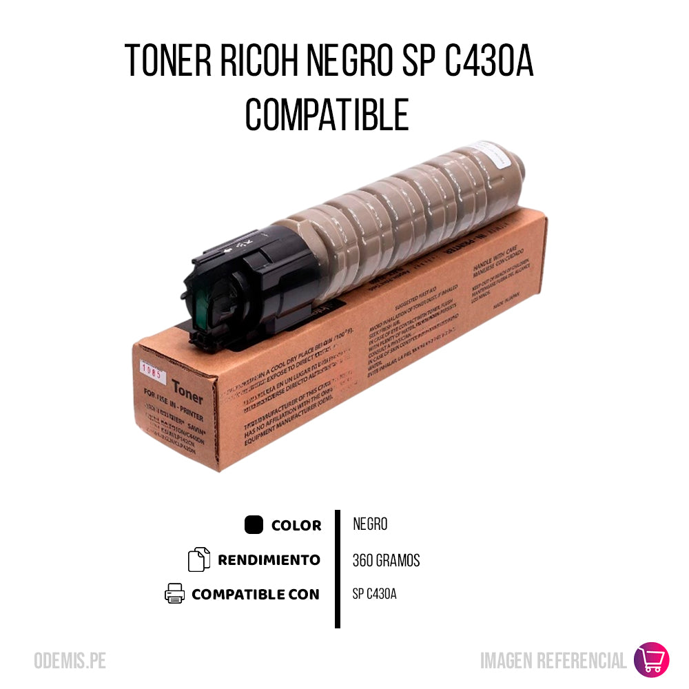 Toner Ricoh 821082 Negro 360g SP-C430A. SP-C431 Compatible