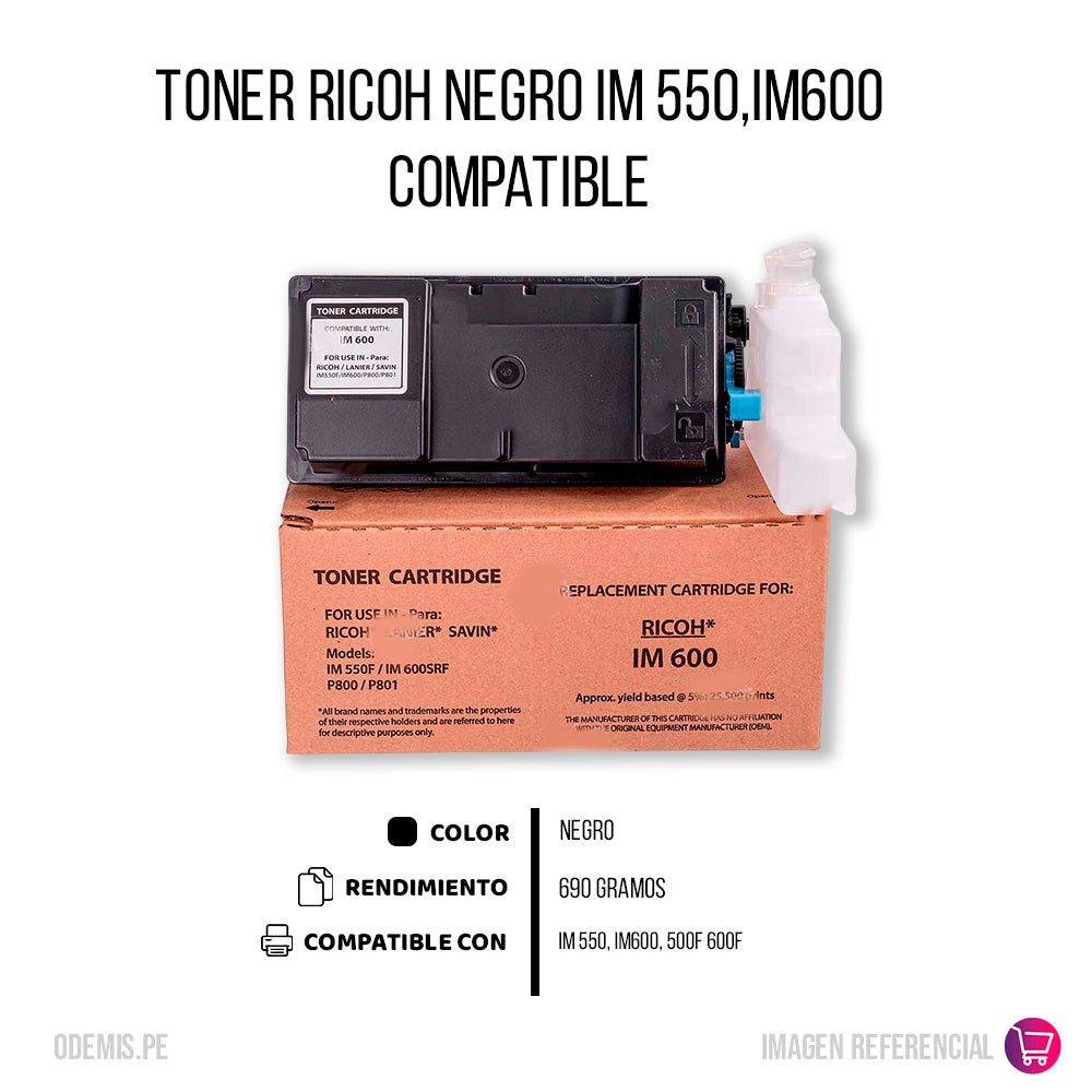 Toner Ricoh 418478 Negro 690g IM 550. IM600 Compatible