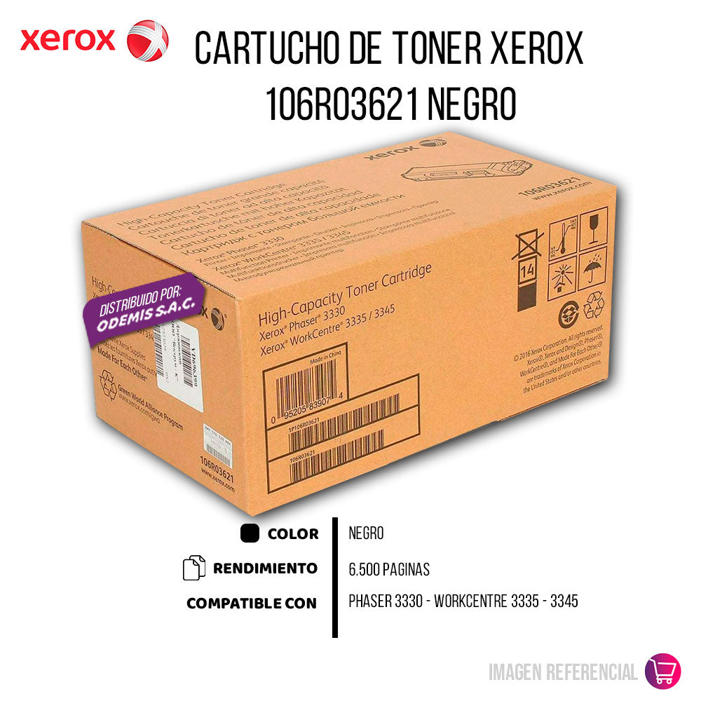 Toner Xerox 106R03621 Negro 6,500 Pág. 3345 Original