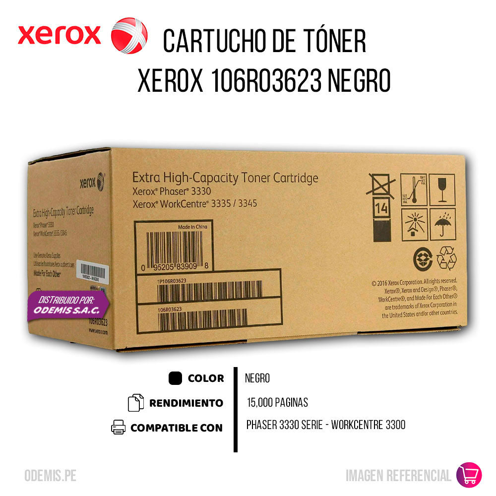 Toner Xerox 106R03623 Negro 15.000 Pág. 3330 Original