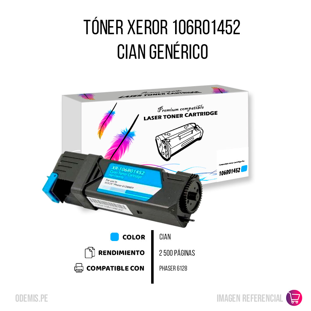 Toner Xerox 106R01452 Cian 2.5K Pág. 6128 MFP Compatible