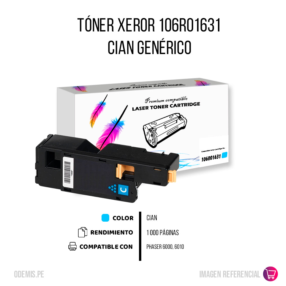Toner Xerox 106R01631 Cian 1K Pág. WC 6000. 6010 Compatible
