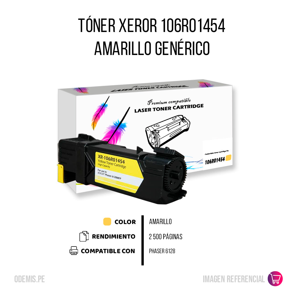 Toner Xerox 106R01454 Yellow 2.5K Pág. 6128MFP Compatible
