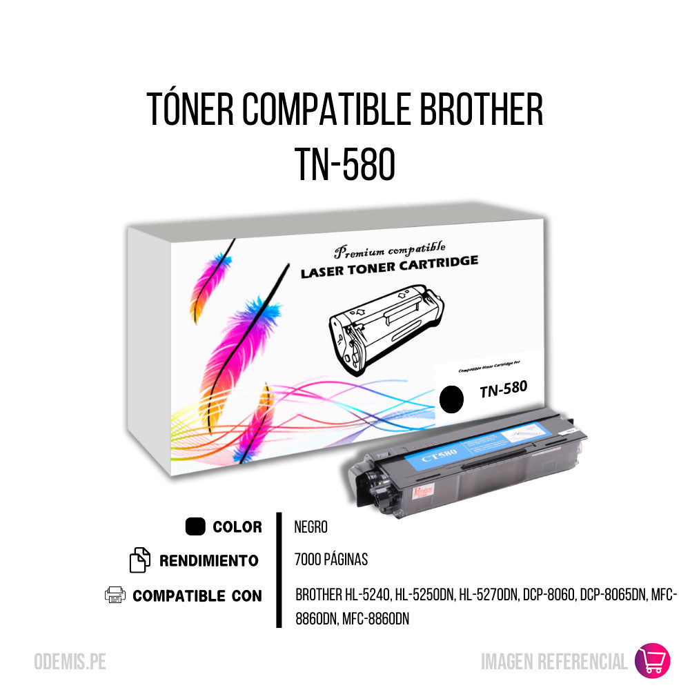 Toner Brother TN-580 Negro 7K Pág. HL-5240 Compatible