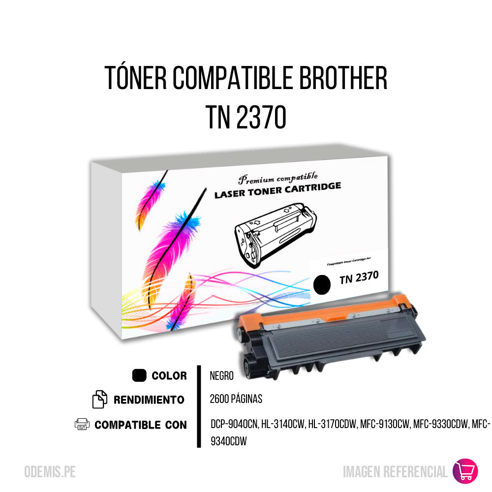 Toner Brother TN 2370 Negro 2.6K Pág. DCP-L2520DW Compatible