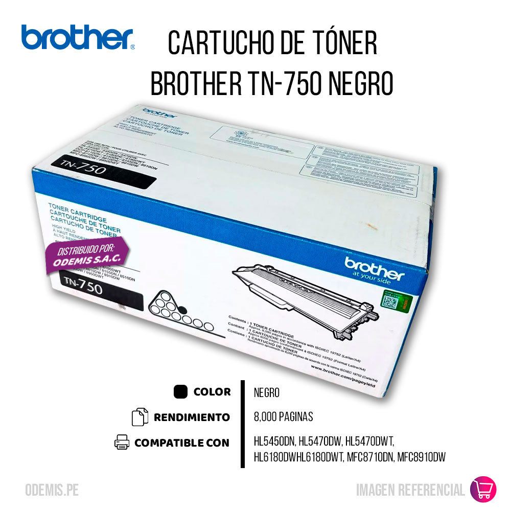 Toner Brother Tn750 Negro 8K Pág. HL5450DN Original