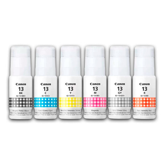 Mega Kit Tinta Canon Gi-13 Bk C M Y Gy R 70ML G510 Original