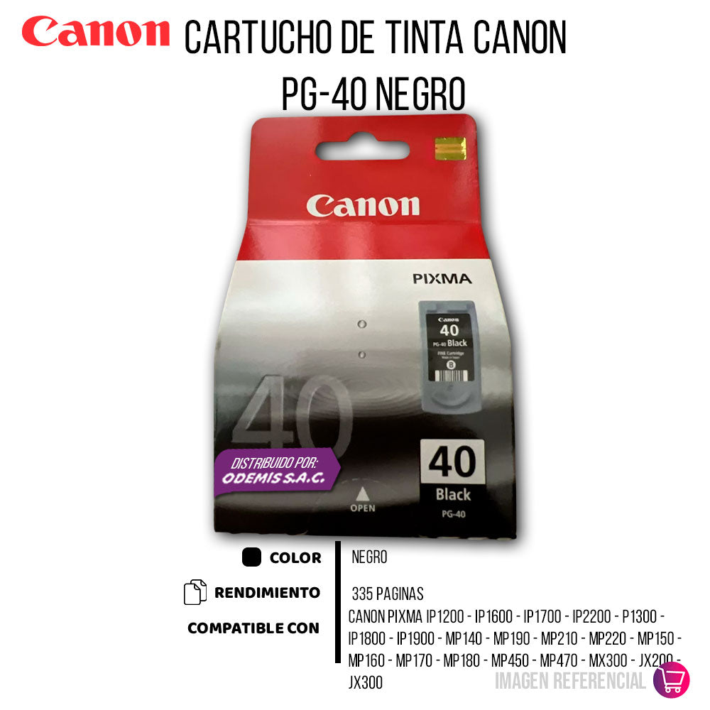 Tinta Canon Pg-40 Black 16ML IP1200 Original