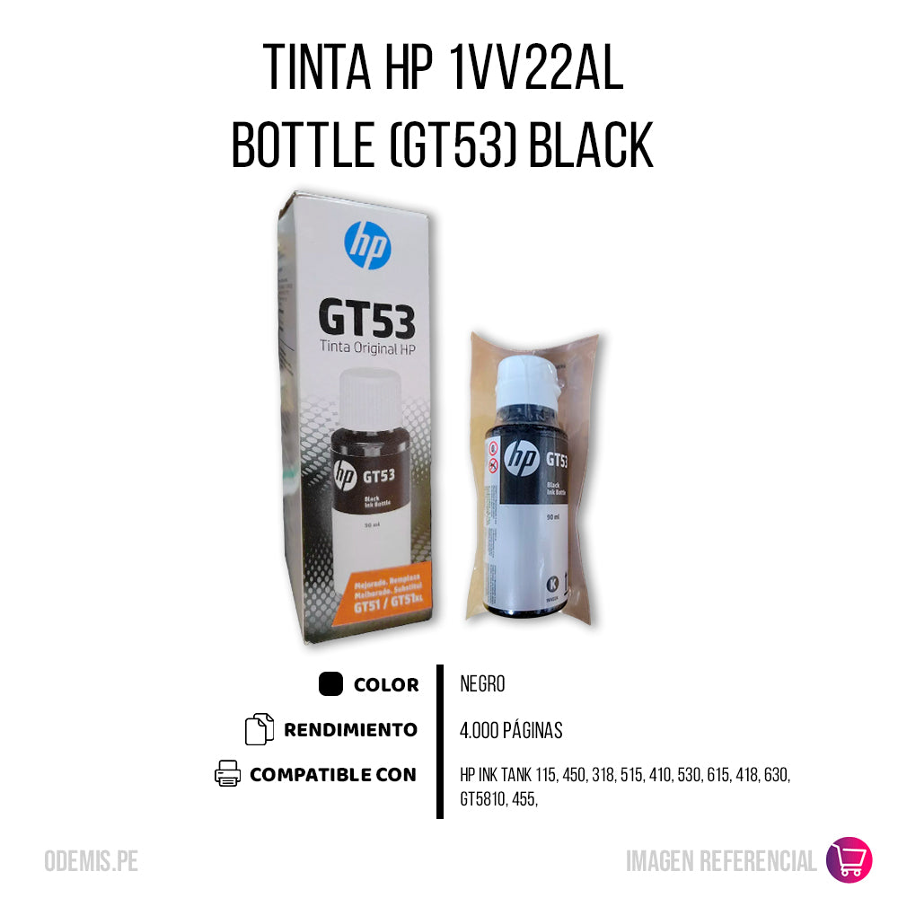 Tinta Hp 1Vv22Al Bottle (Gt53) Black 4000 Pag