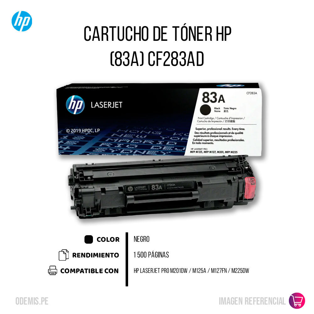 Toner Hp Cf283Ad (83AD) Negro M125a, M125nw 1,500 pág Original