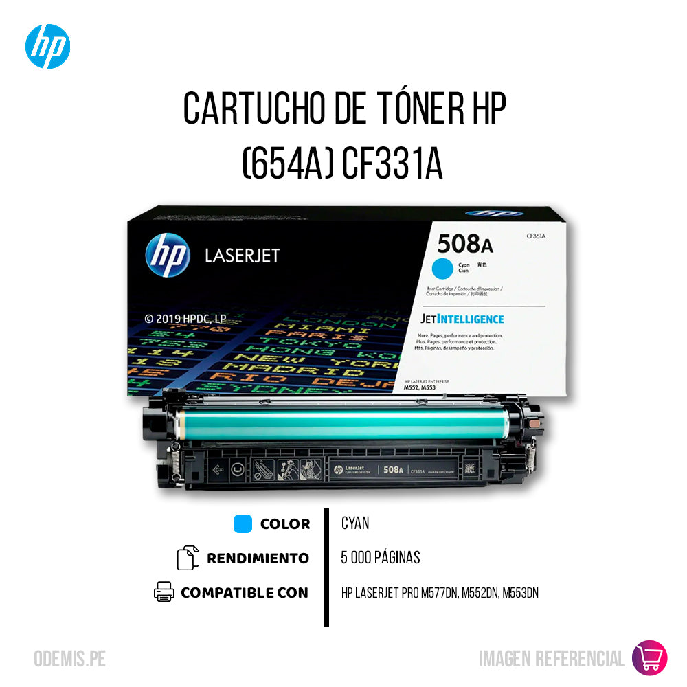 Toner Hp Cf361A (508A) Cyan M552, M553 5000 pág Original