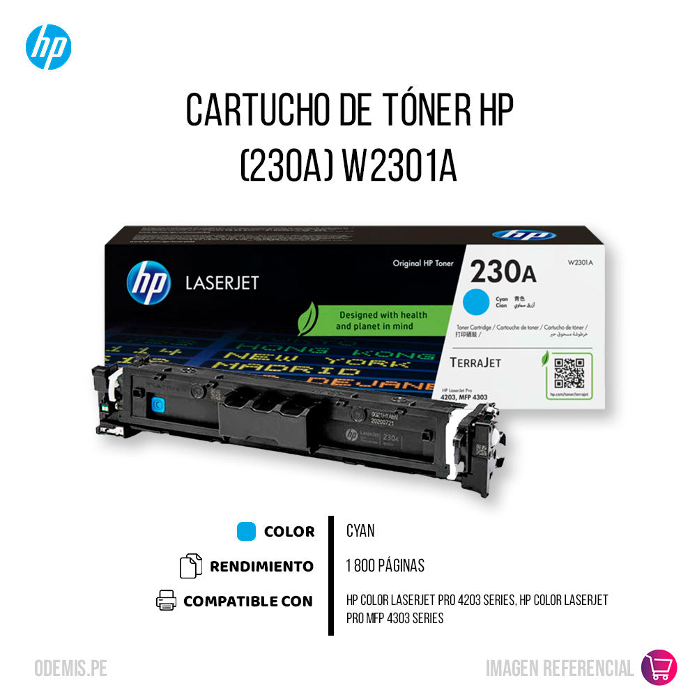 Toner Hp W2301A (230A) Cyan 4203 1,800 Pags Unico