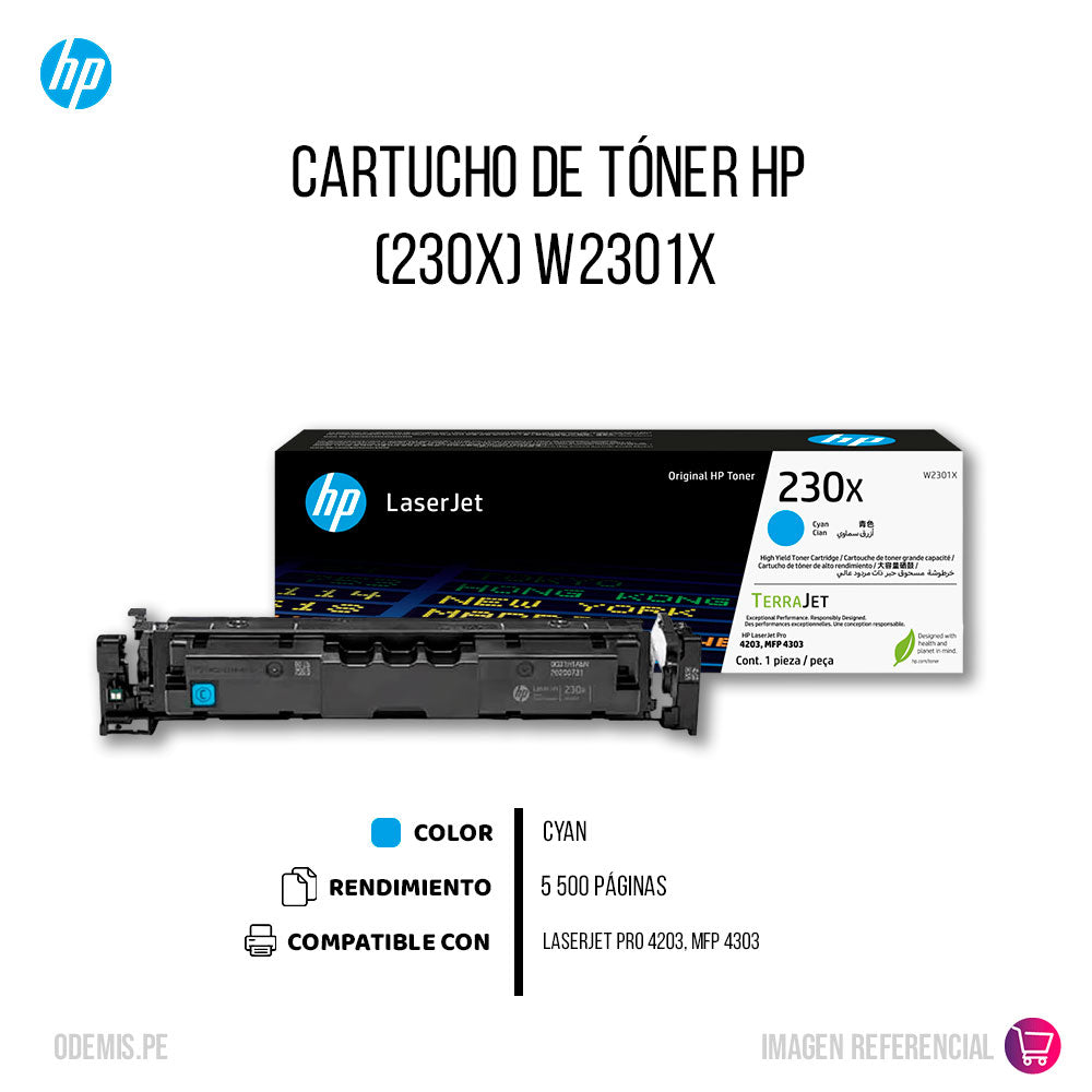 Toner Hp W2301X (230X) Cyan 4303dwe, 4303dw 5500 pag Original