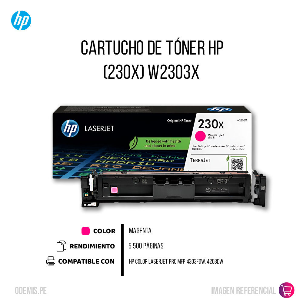 Toner Hp W2303X (230X) 4201 4202 5500 pág Magenta