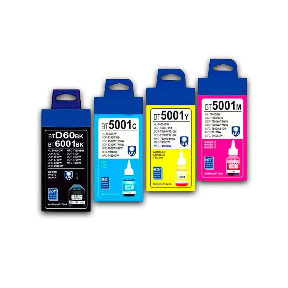 Pack Juego de Tinta Brother BTD-60BK Y tripack 5001 Compatible