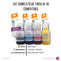 Kit de Tinta Canon GI-16 Negro y colores GX6010 Compatible